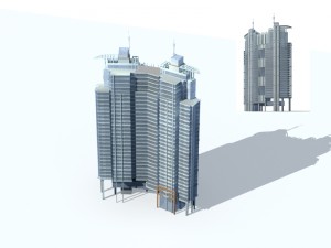 city office building construction avant-garde design hotel - 318 3D Model