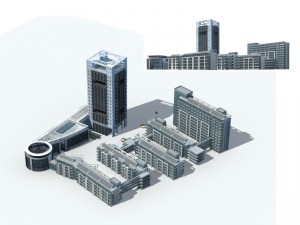 city office building construction avant-garde design hotel - 319 Modello 3D