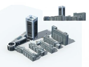 city office building construction avant-garde design hotel - 319 3D Model
