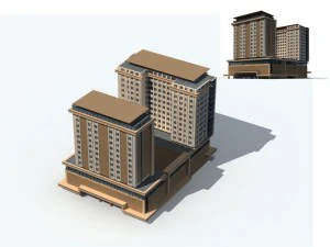 city office building construction avant-garde design hotel - 322 3D Model