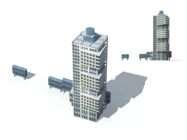 city office building construction avant-garde design hotel - 323 3D Model .c4d .max .obj .3ds .fbx .stl .blend 