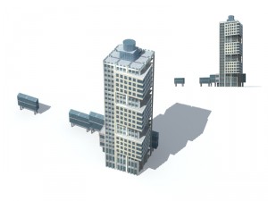 city office building construction avant-garde design hotel - 323 Modello 3D