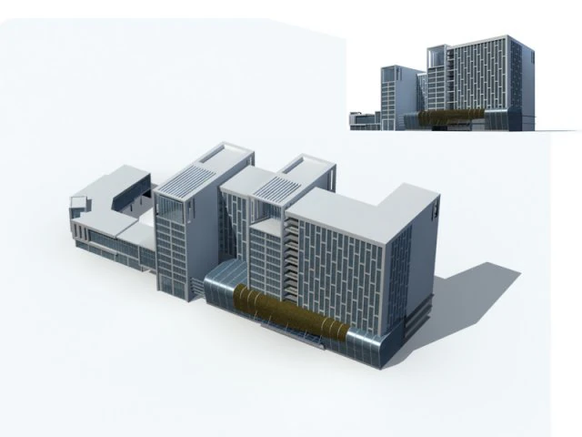 city office building construction avant-garde design hotel - 325 3D Model .c4d .max .obj .3ds .fbx .stl .blend 