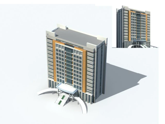 city office building construction avant-garde design hotel - 329 3D Model .c4d .max .obj .3ds .fbx .stl .blend