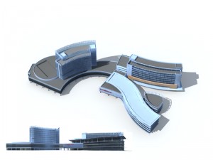 city office building construction avant-garde design hotel - 333 Modello 3D