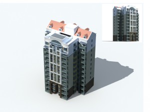 city office building construction avant-garde design hotel - 334 3D Модель