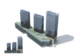 city office building construction avant-garde design hotel - 335 3D Model