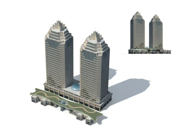 city office building construction avant-garde design hotel - 336 3D Model .c4d .max .obj .3ds .fbx .stl .blend 