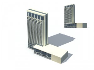 city office building construction avant-garde design hotel - 339 3D Model