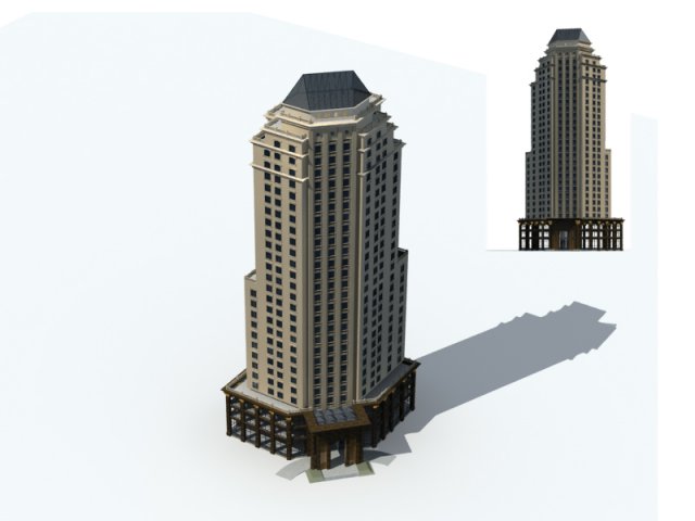 city office building construction avant-garde design hotel - 341 3D Model .c4d .max .obj .3ds .fbx .stl .blend 