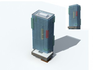 city office building construction avant-garde design hotel - 345 3D Model