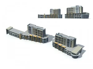 city office building construction avant-garde design hotel - 346 3D Model