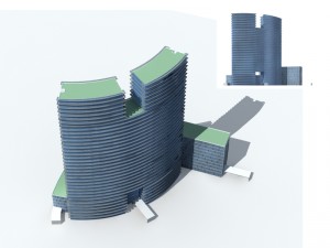city office building construction avant-garde design hotel - 348 3D Model