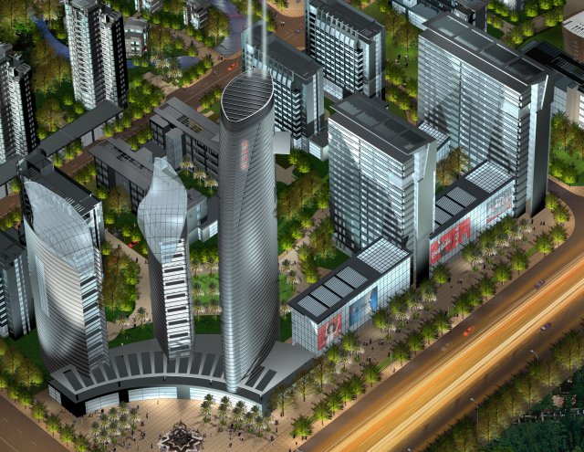 city office building construction avant-garde design hotel - 353 3D Model .c4d .max .obj .3ds .fbx .stl .blend 