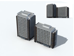 city office building construction avant-garde design hotel - 355 Model 3D