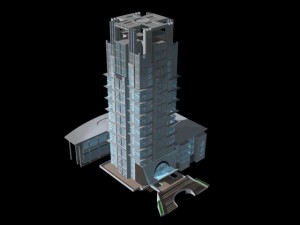city office building construction avant-garde design hotel - 357 3D 모델