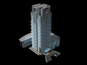 edificio de oficinas de la ciudad construcci&oacute;n hotel de dise&ntilde;o vanguardista - 357 Modelo 3D