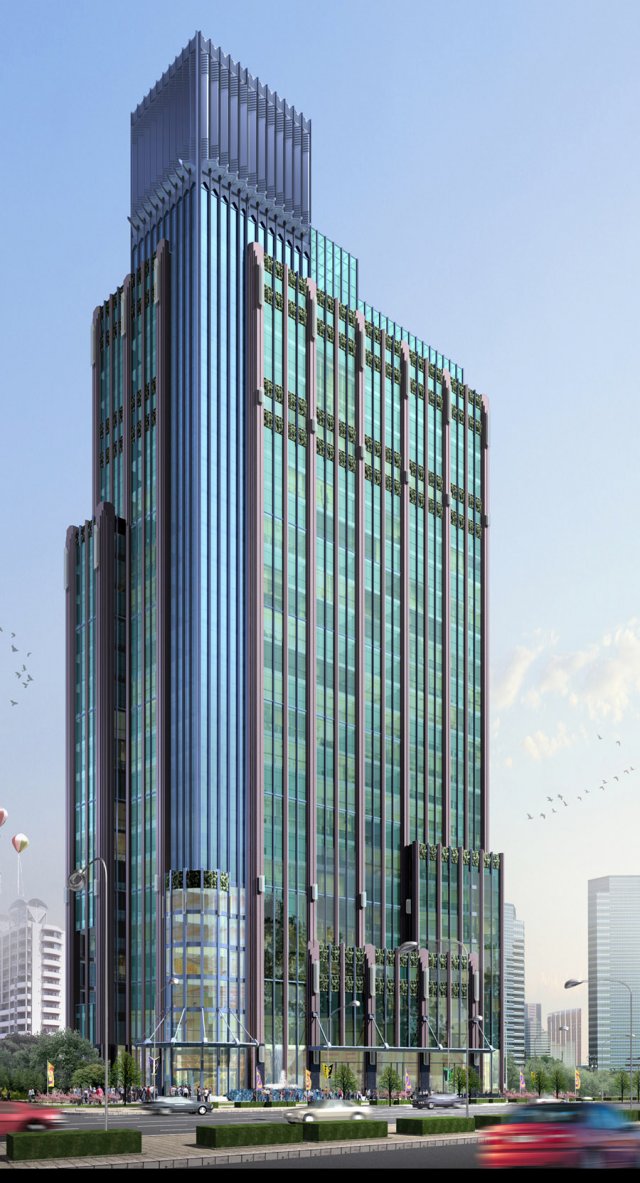 city office building construction avant-garde design hotel - 358 3D Model .c4d .max .obj .3ds .fbx .stl .blend