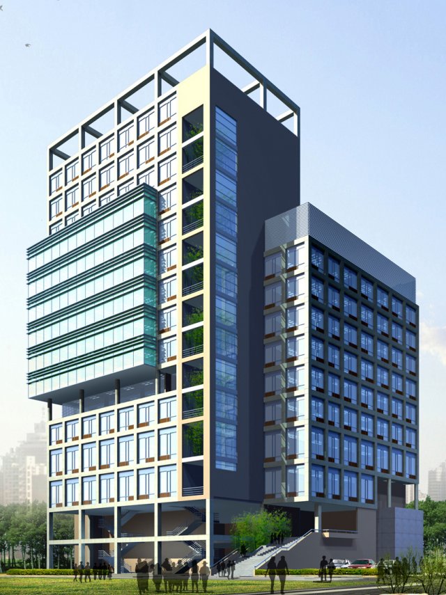 city office building construction avant-garde design hotel - 360 3D 模型 .c4d .max .obj .3ds .fbx .stl .blend