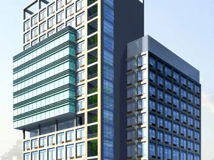 city office building construction avant-garde design hotel - 360 3D Model