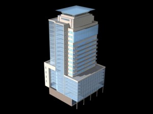 city office building construction avant-garde design hotel - 363 3D Model