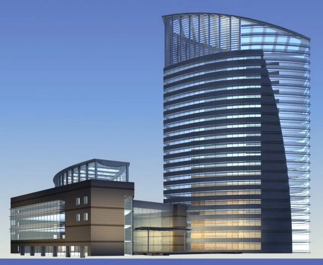 city office building construction avant-garde design hotel - 366 3D Model .c4d .max .obj .3ds .fbx .stl .blend 