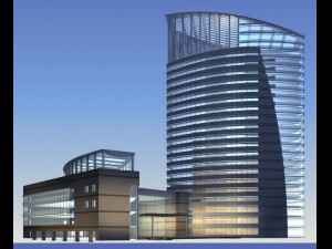 city office building construction avant-garde design hotel - 366 Modello 3D