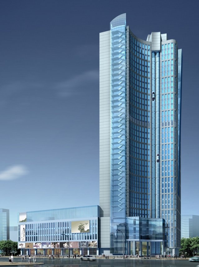 city office building construction avant-garde design hotel - 374 Modelo 3D .c4d .max .obj .3ds .fbx .stl .blend