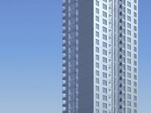 budowa biurowca miejskiego awangardowy hotel designerski - 377 Model 3D