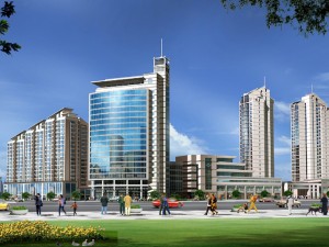 city office building construction avant-garde design hotel - 380 3D Model