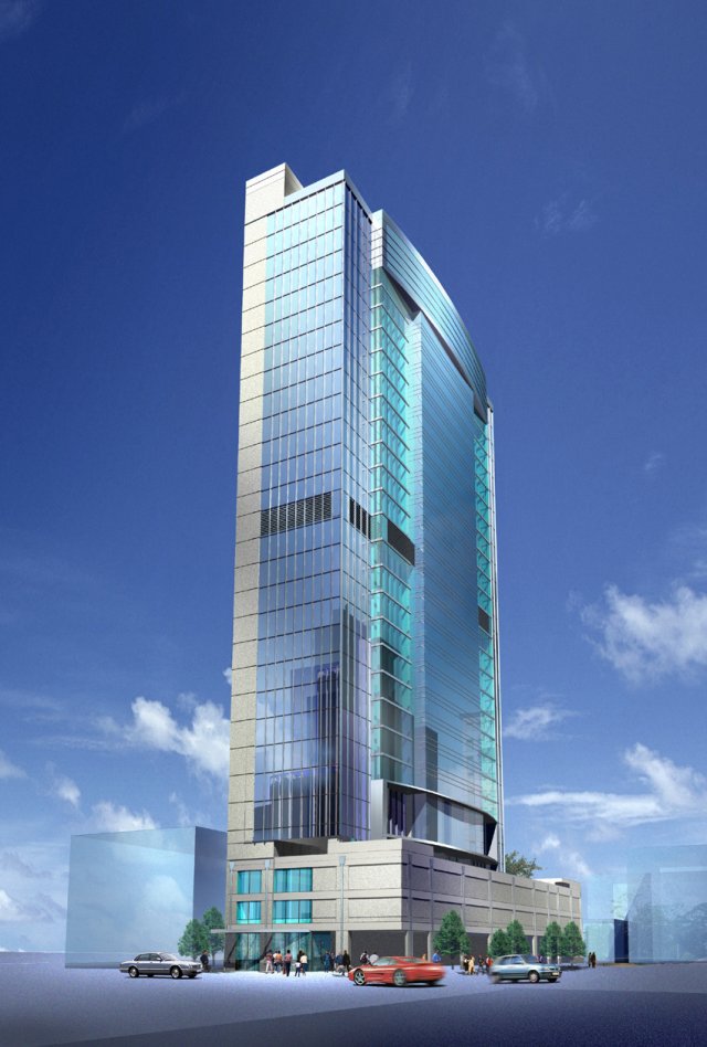 city office building construction avant-garde design hotel - 381 3D Model .c4d .max .obj .3ds .fbx .stl .blend 