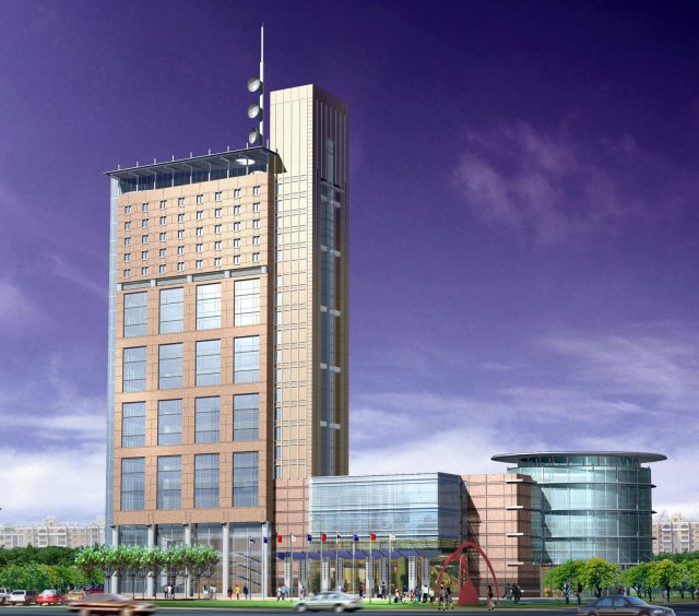 city office building construction avant-garde design hotel - 384 3D-Modell .c4d .max .obj .3ds .fbx .stl .blend 