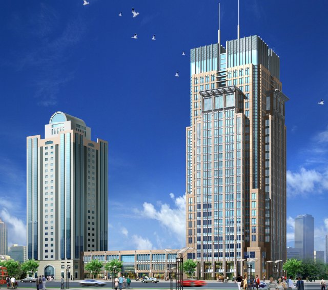 city office building construction avant-garde design hotel - 386 3Dモデル .c4d .max .obj .3ds .fbx .stl .blend 