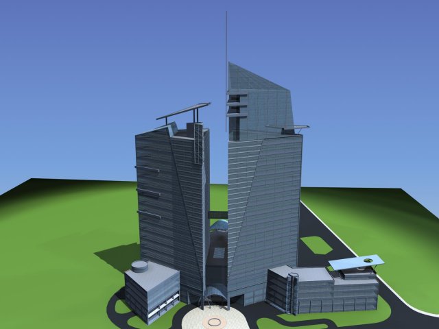 city office building construction avant-garde design hotel - 387 3D Model .c4d .max .obj .3ds .fbx .stl .blend 