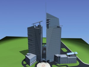 city office building construction avant-garde design hotel - 387 3D Model