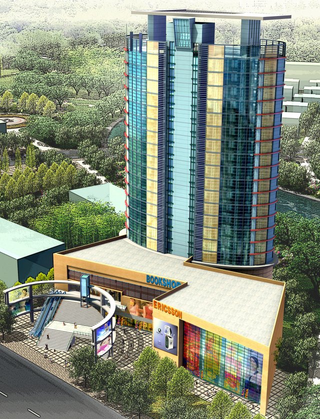 city office building construction avant-garde design hotel - 389 3D Model .c4d .max .obj .3ds .fbx .stl .blend 