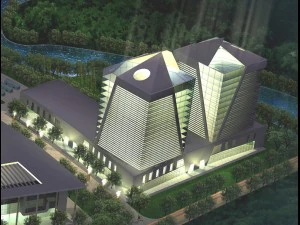 city office building construction avant-garde design hotel - 398 3D Model