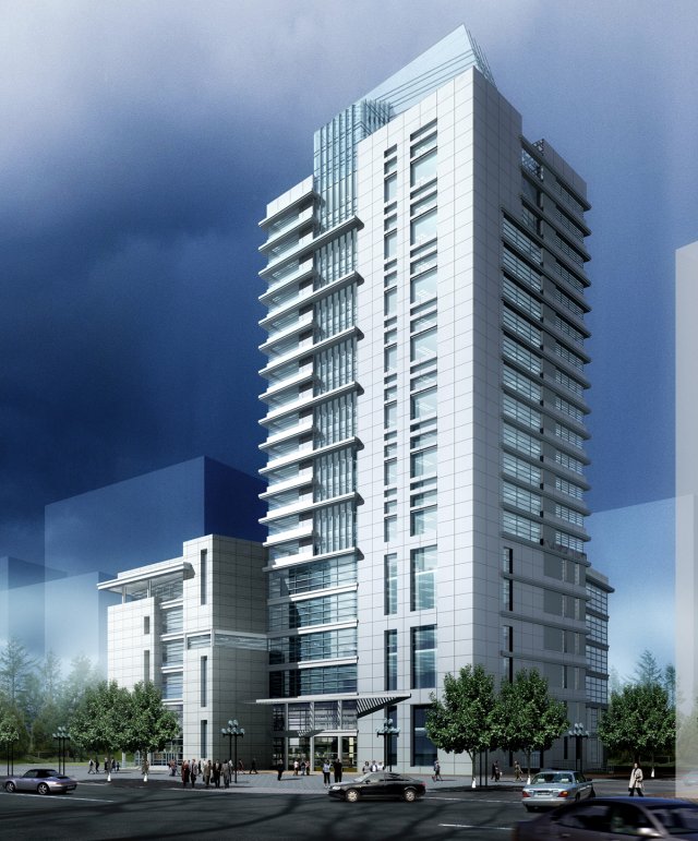city office building construction avant-garde design hotel - 399 Model 3D .c4d .max .obj .3ds .fbx .stl .blend 