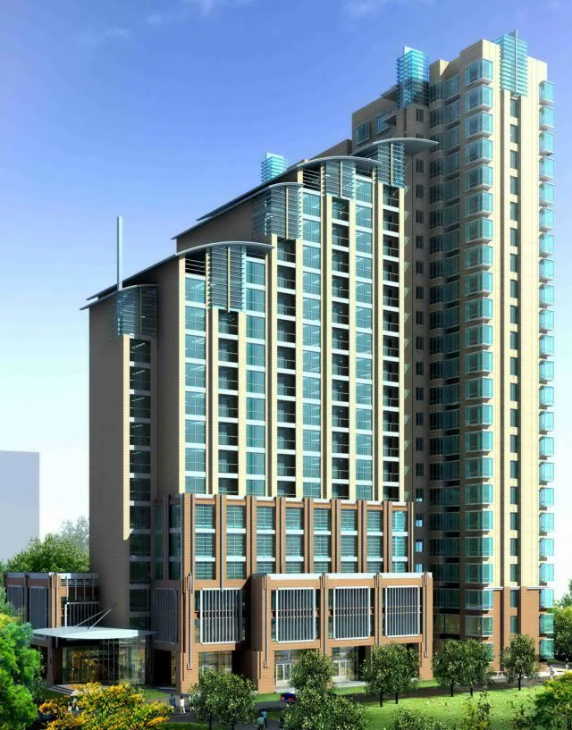 city office building construction avant-garde design hotel - 400 3D Model .c4d .max .obj .3ds .fbx .stl .blend