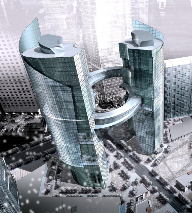 city office building construction avant-garde design hotel - 401 3D मॉडल .c4d .max .obj .3ds .fbx .stl .blend 