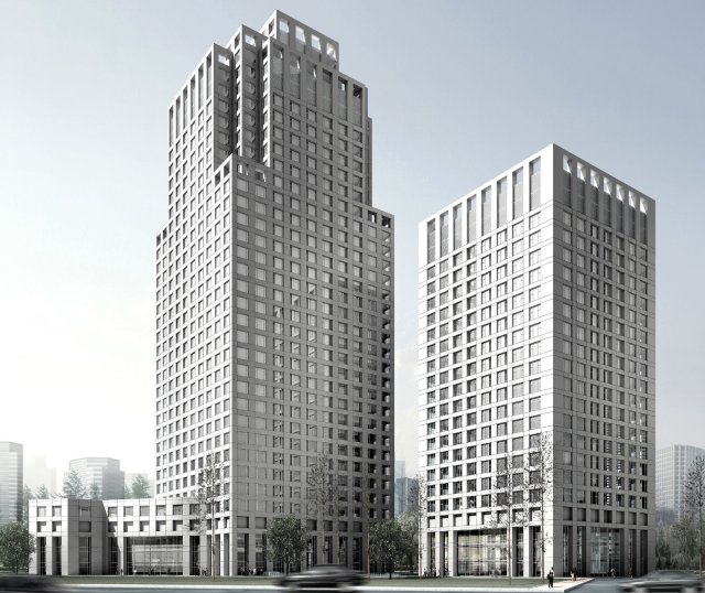 city office building construction avant-garde design hotel - 402 3D Model .c4d .max .obj .3ds .fbx .stl .blend 
