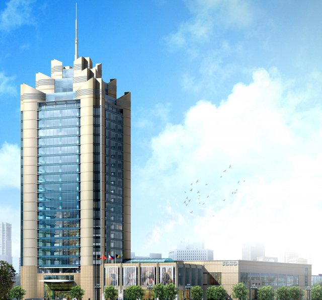 city office building construction avant-garde design hotel - 403 Modello 3D .c4d .max .obj .3ds .fbx .stl .blend 