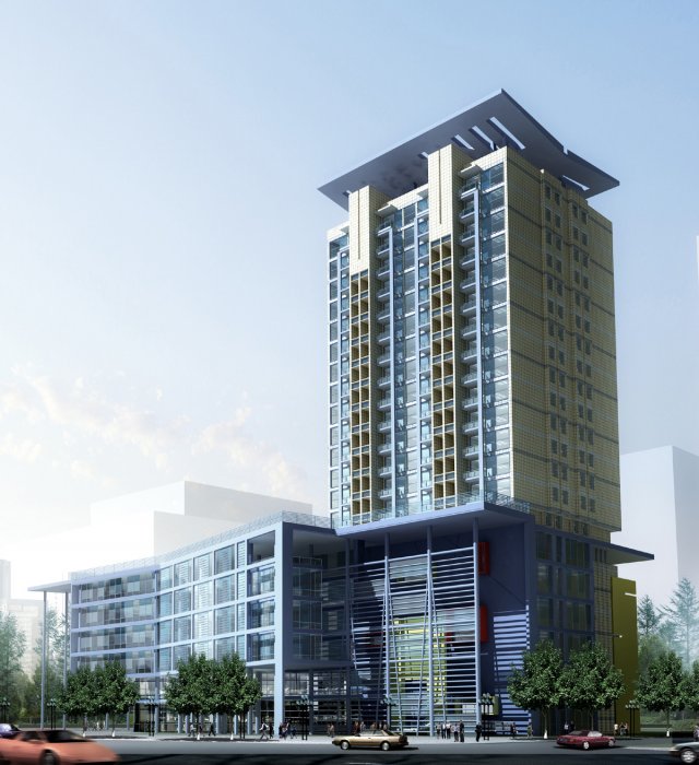 city office building construction avant-garde design hotel - 403 3D-Modell .c4d .max .obj .3ds .fbx .stl .blend 