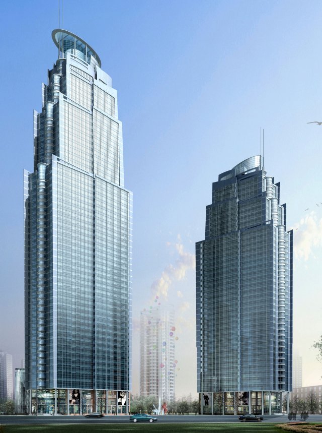 city office building construction avant-garde design hotel - 403 3Dモデル .c4d .max .obj .3ds .fbx .stl .blend 