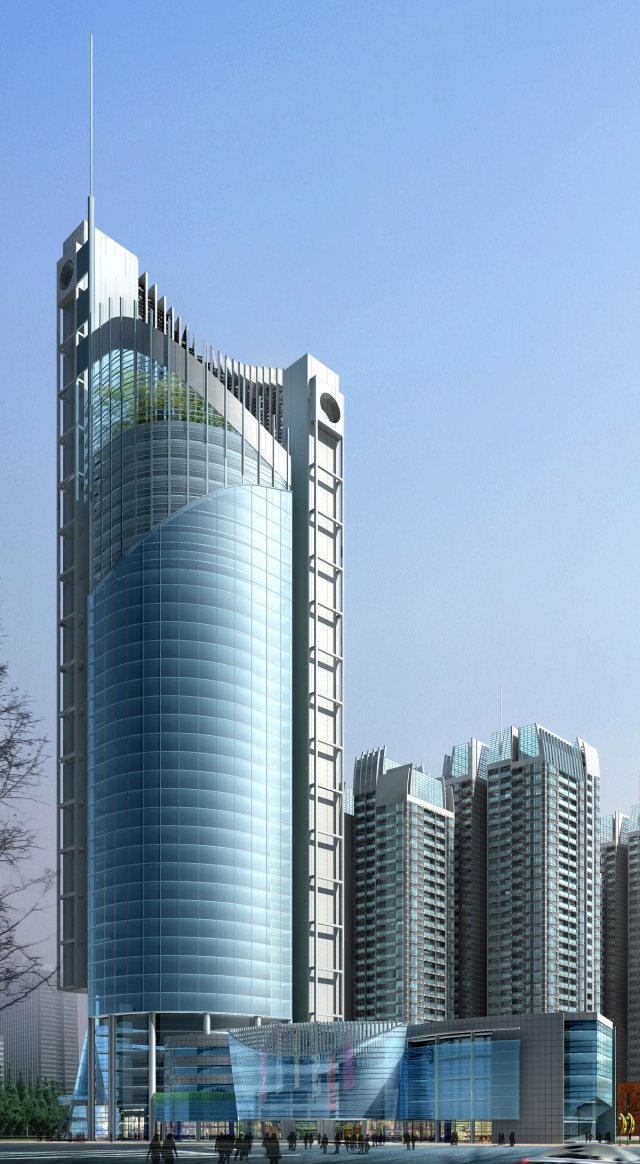 city office building construction avant-garde design hotel - 403 Model 3D .c4d .max .obj .3ds .fbx .stl .blend 