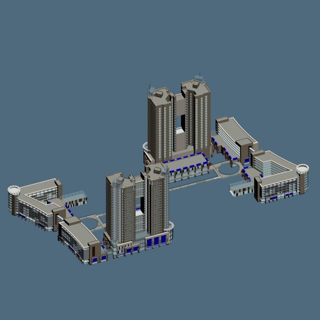 city office building construction avant-garde design hotel - 403 3D Model .c4d .max .obj .3ds .fbx .stl .blend 