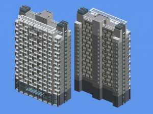 city office building construction avant-garde design hotel - 415 3D Model