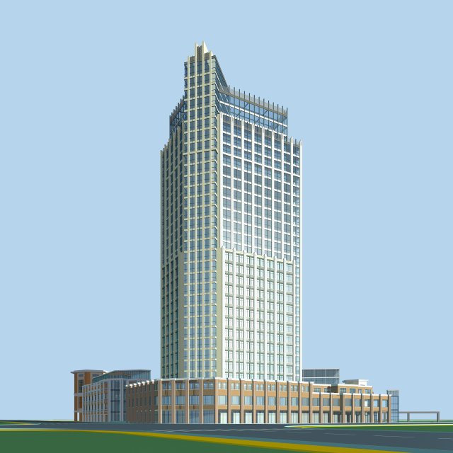 city office building construction avant-garde design hotel - 419 3D 모델 .c4d .max .obj .3ds .fbx .stl .blend 