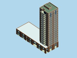 city office building construction avant-garde design hotel - 420 3D Модель