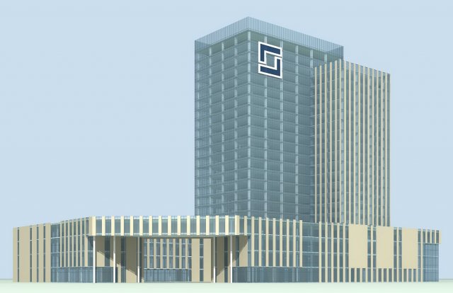city office building construction avant-garde design hotel - 422 Model 3D .c4d .max .obj .3ds .fbx .stl .blend